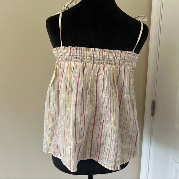 Ann Taylor LOFT NWT metallic striped loose fit smocked tank top Size S - Picture 6 of 9